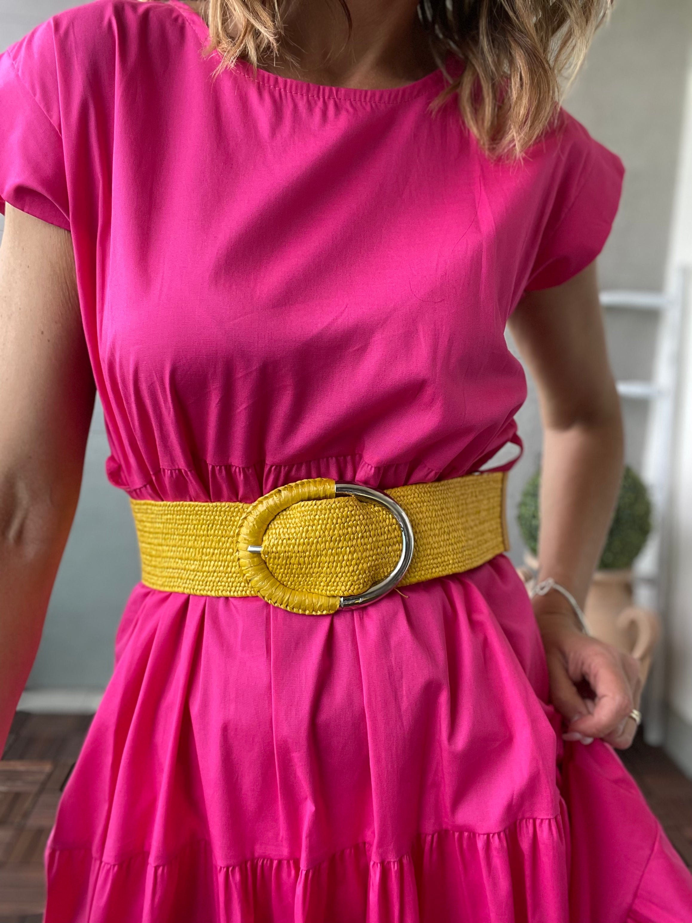 Cintura donna in pelle 3cm cuoio Cognac fibbia Palladio | Acciaio