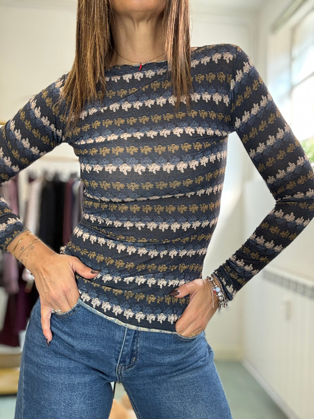 Cachemiretta fantasia col blu
