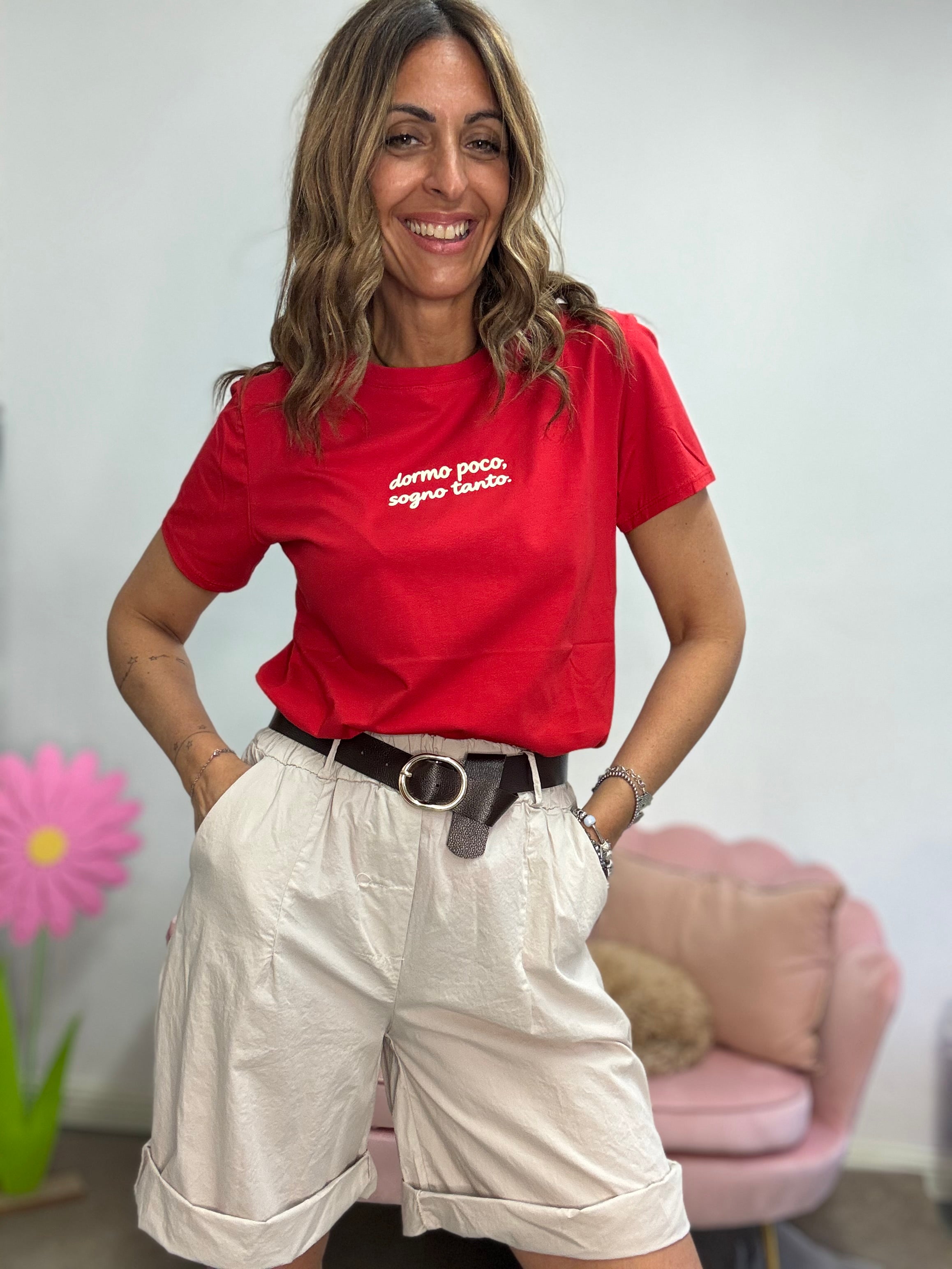 T-shirt dormo poco sogno tanto rosso