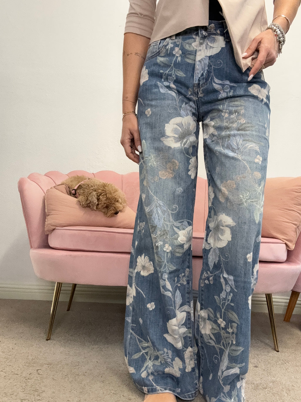 Il jeans Flower pastello