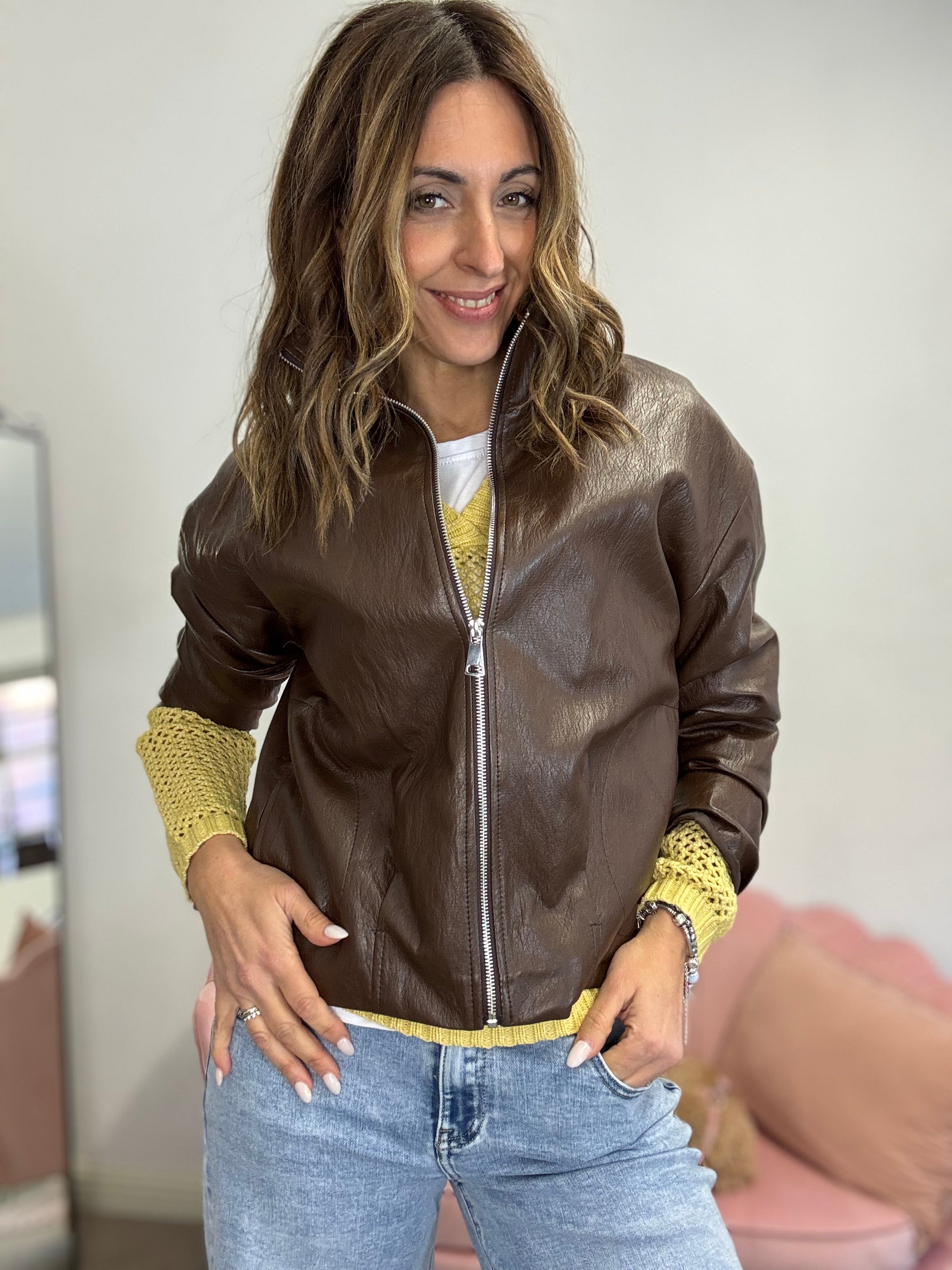 La giacca in ecopelle