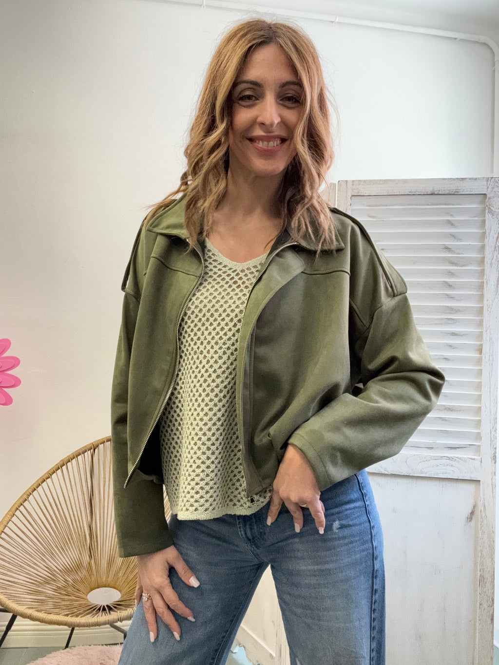 Il giubbino alcantara con la zip