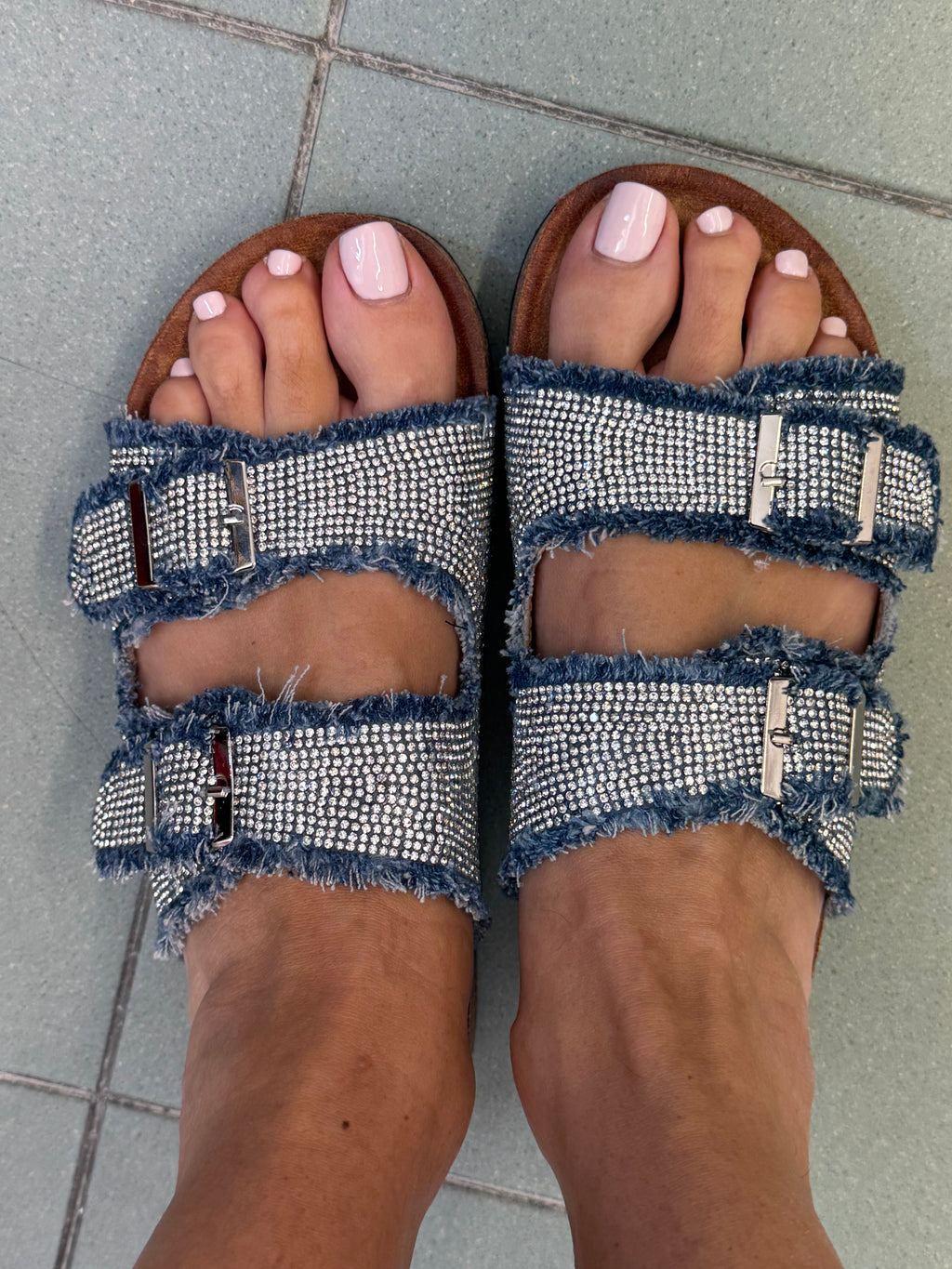 Ciabatta stile Birkenstock denim
