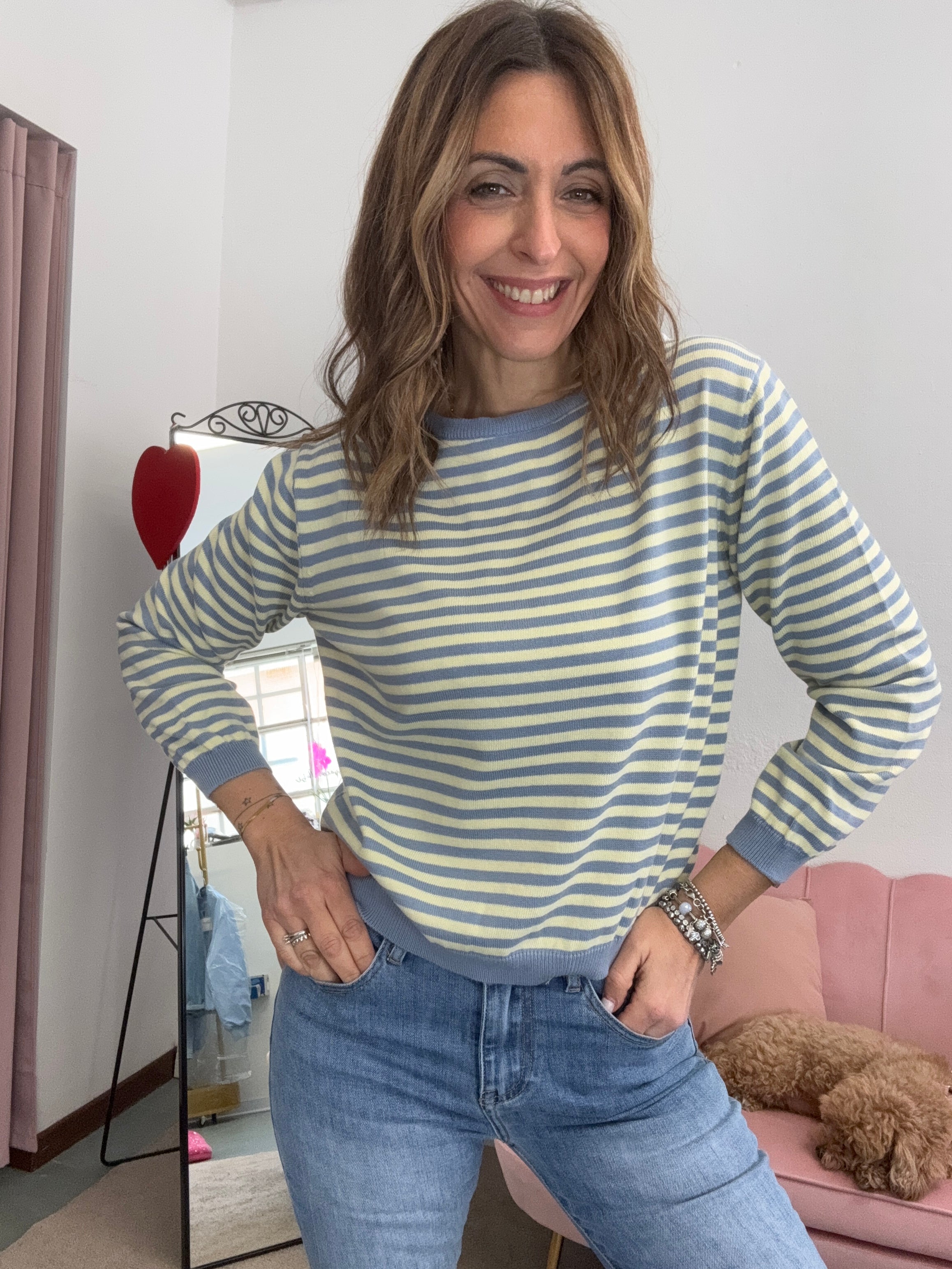 Il pull rigato cotonato