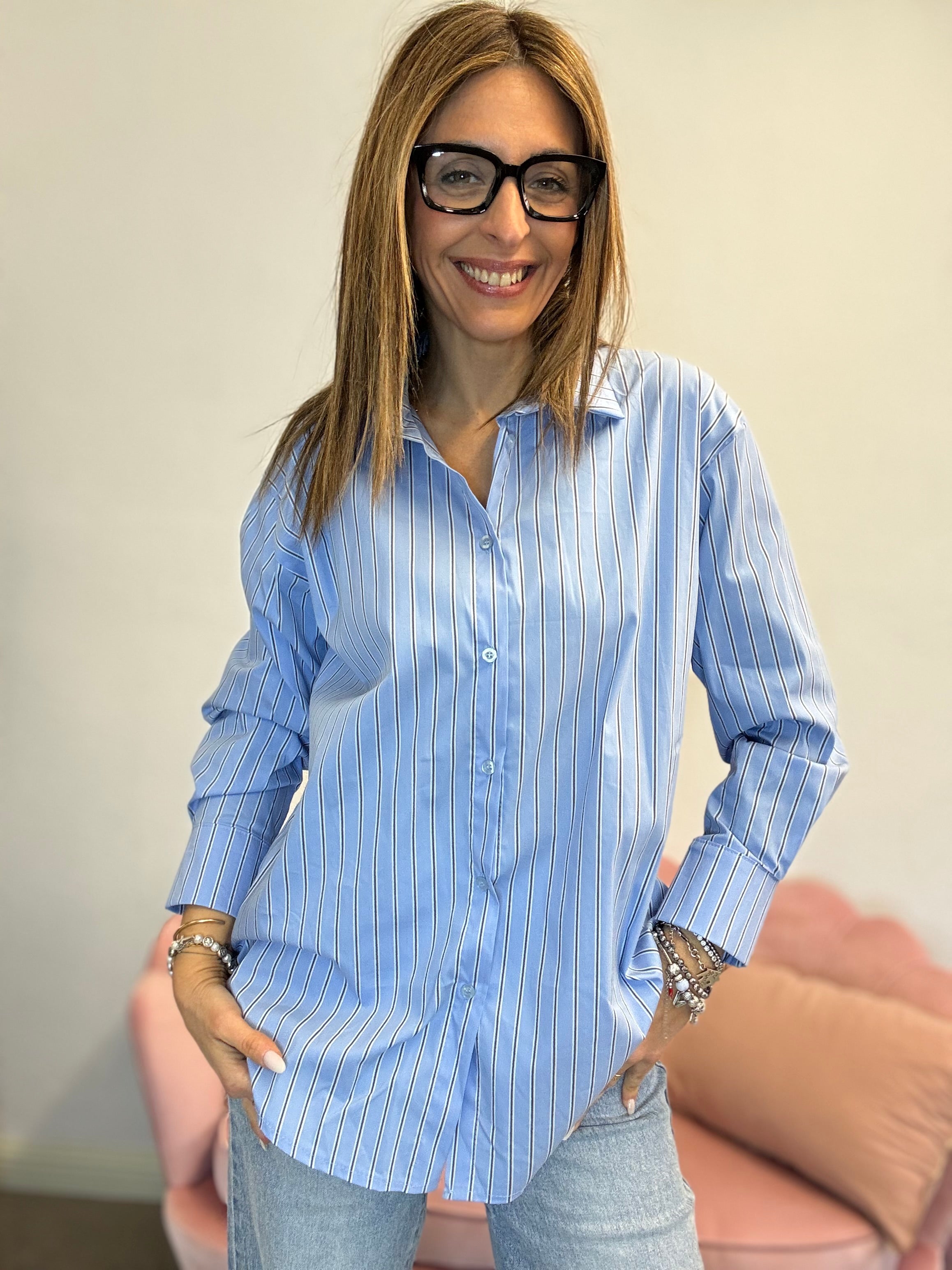 La camicia cotone con l’azzurro