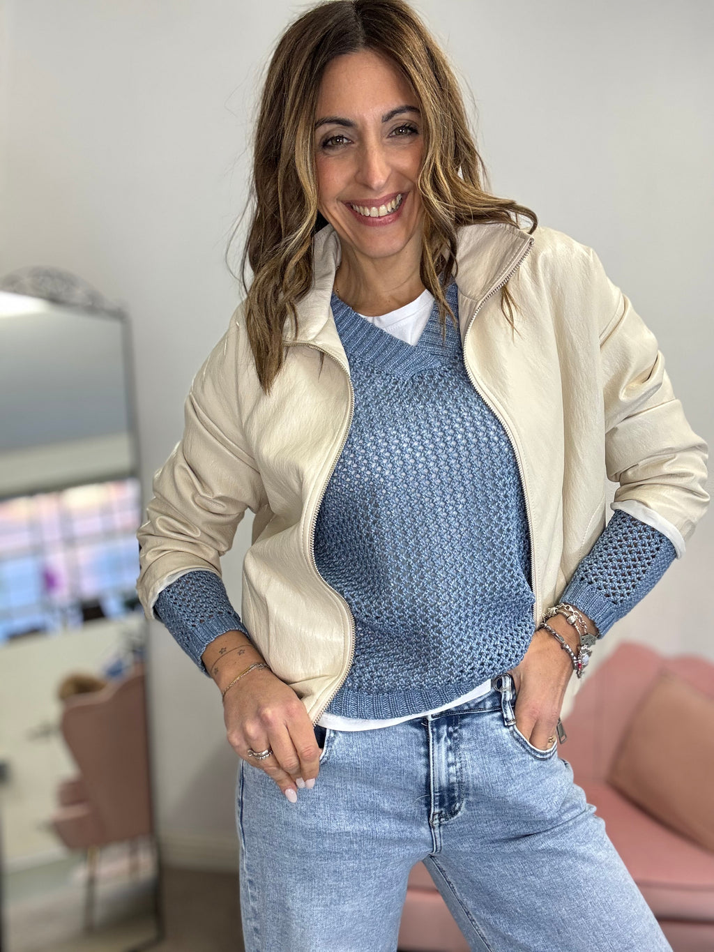 La giacca in ecopelle