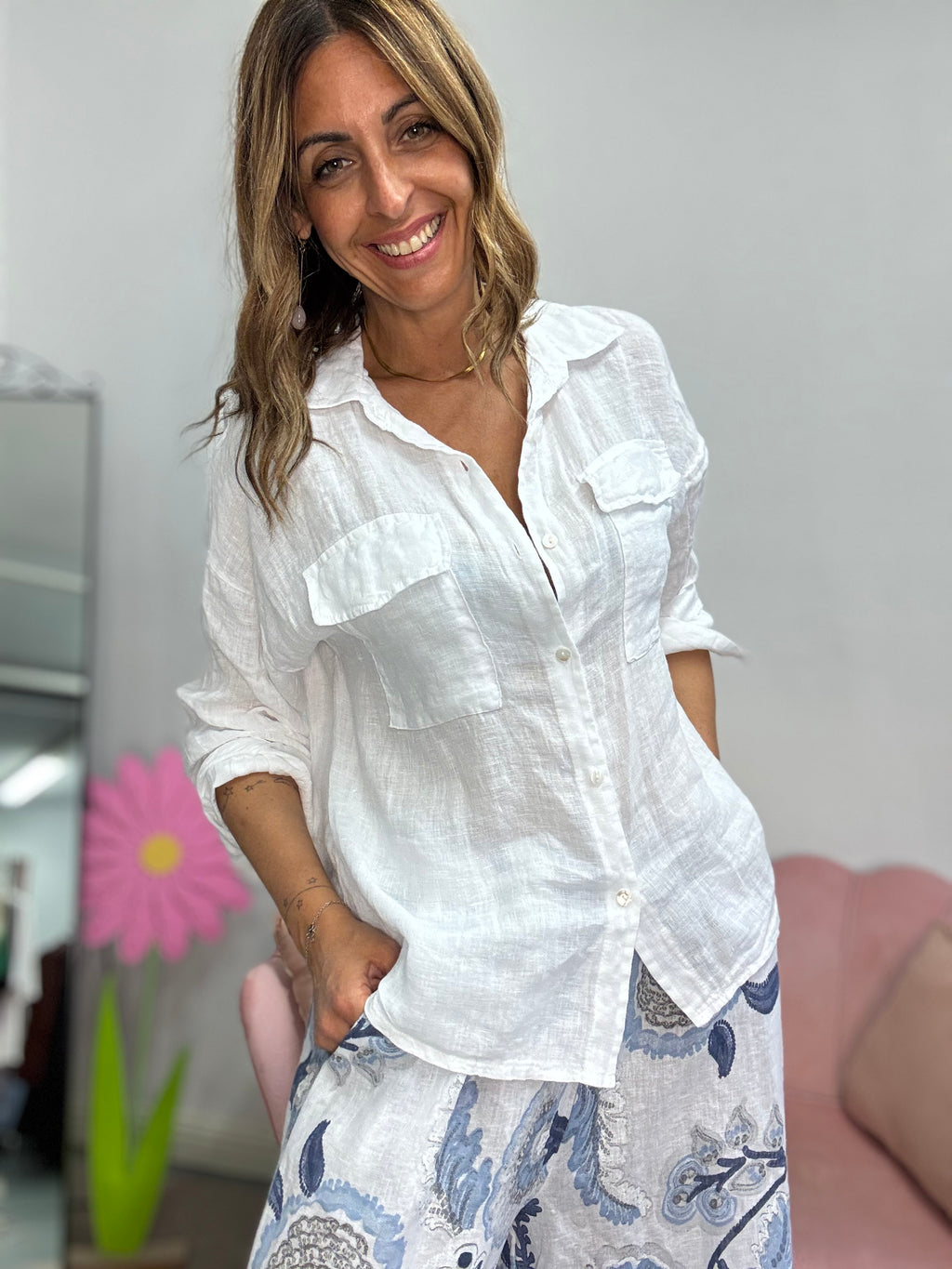La camicia in lino coi taschini