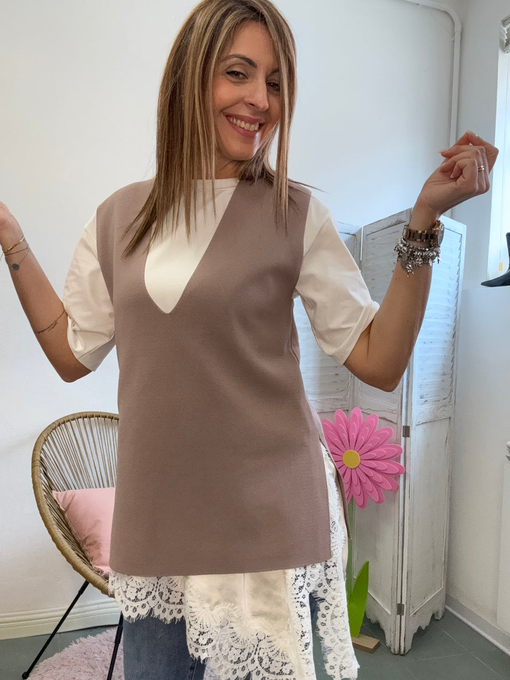 La maglia gilet a costine