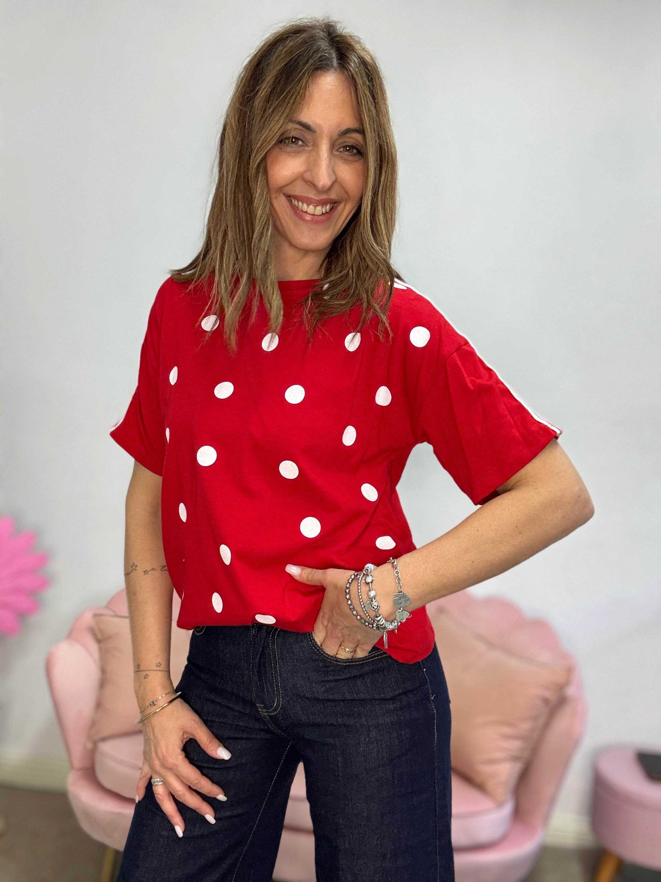 La t-shirt pois e righe