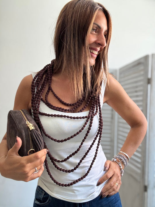 Collana doppi giri in tessuto