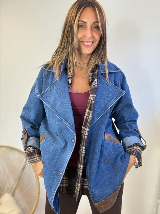 Il blazer Denim profili ecopelle