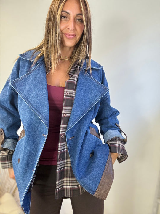 Il blazer Denim profili ecopelle