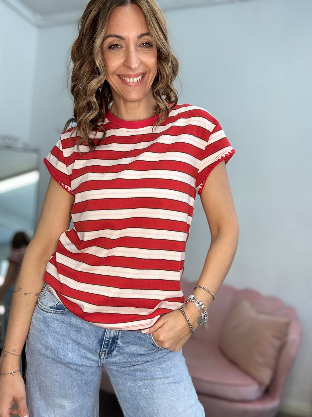 La t-shirt col bordo uncinetto