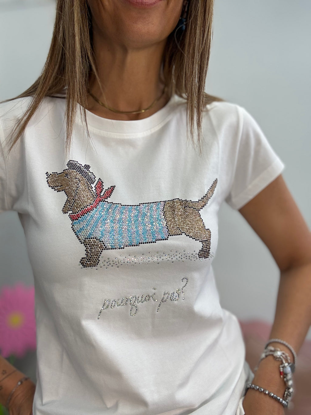 La t-shirt col cane glitter