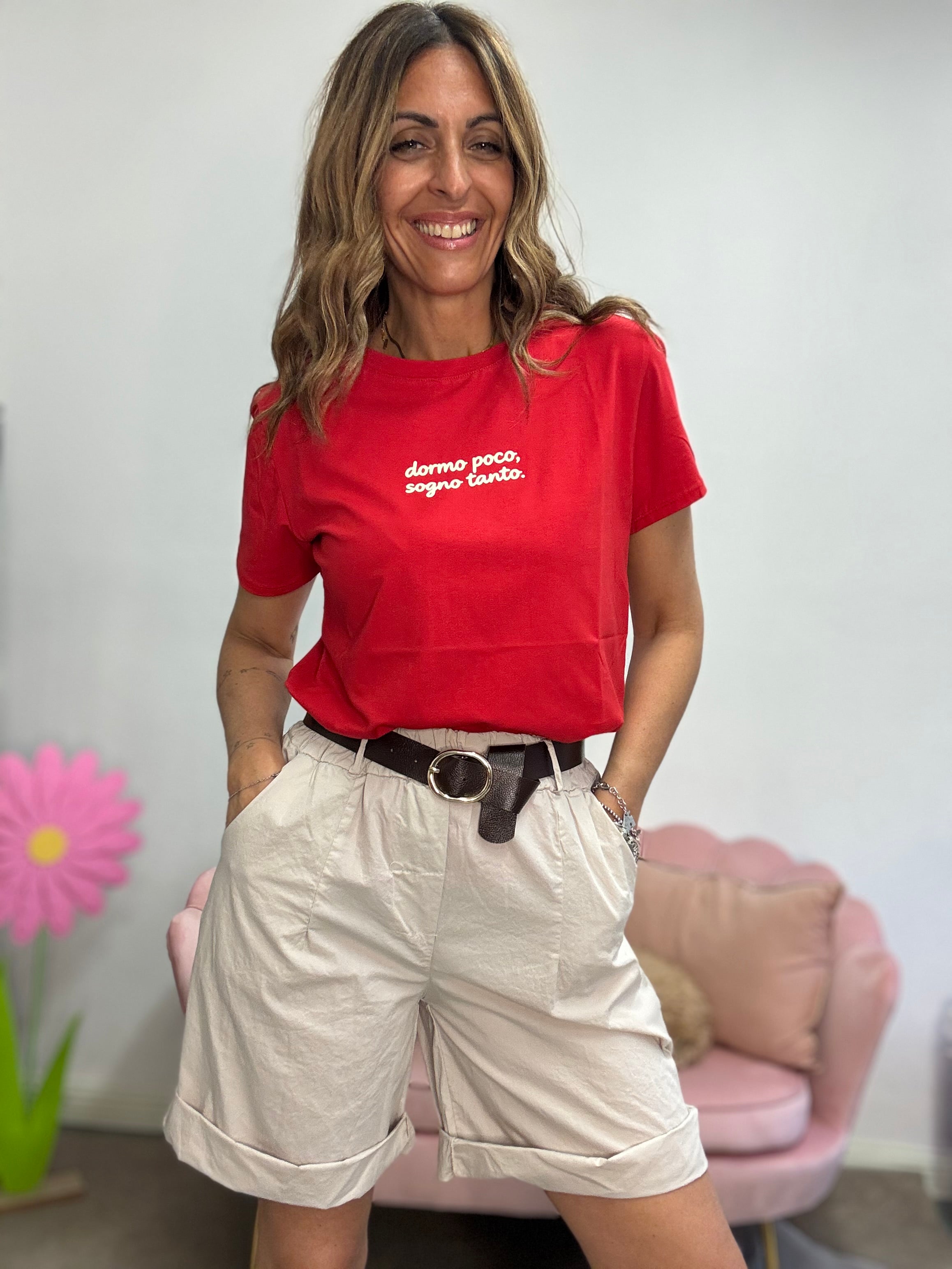 T-shirt dormo poco sogno tanto rosso