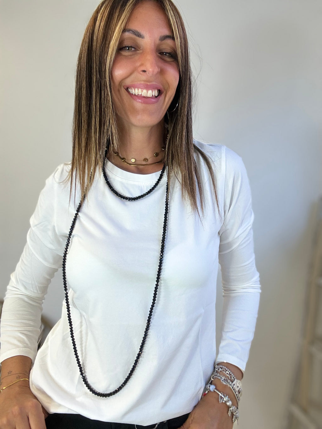 La t-shirt girocollo manica lunga