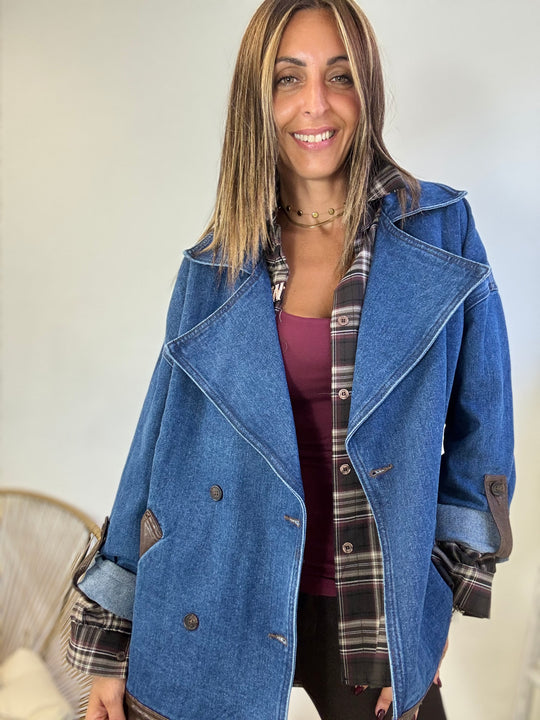 Il blazer Denim profili ecopelle
