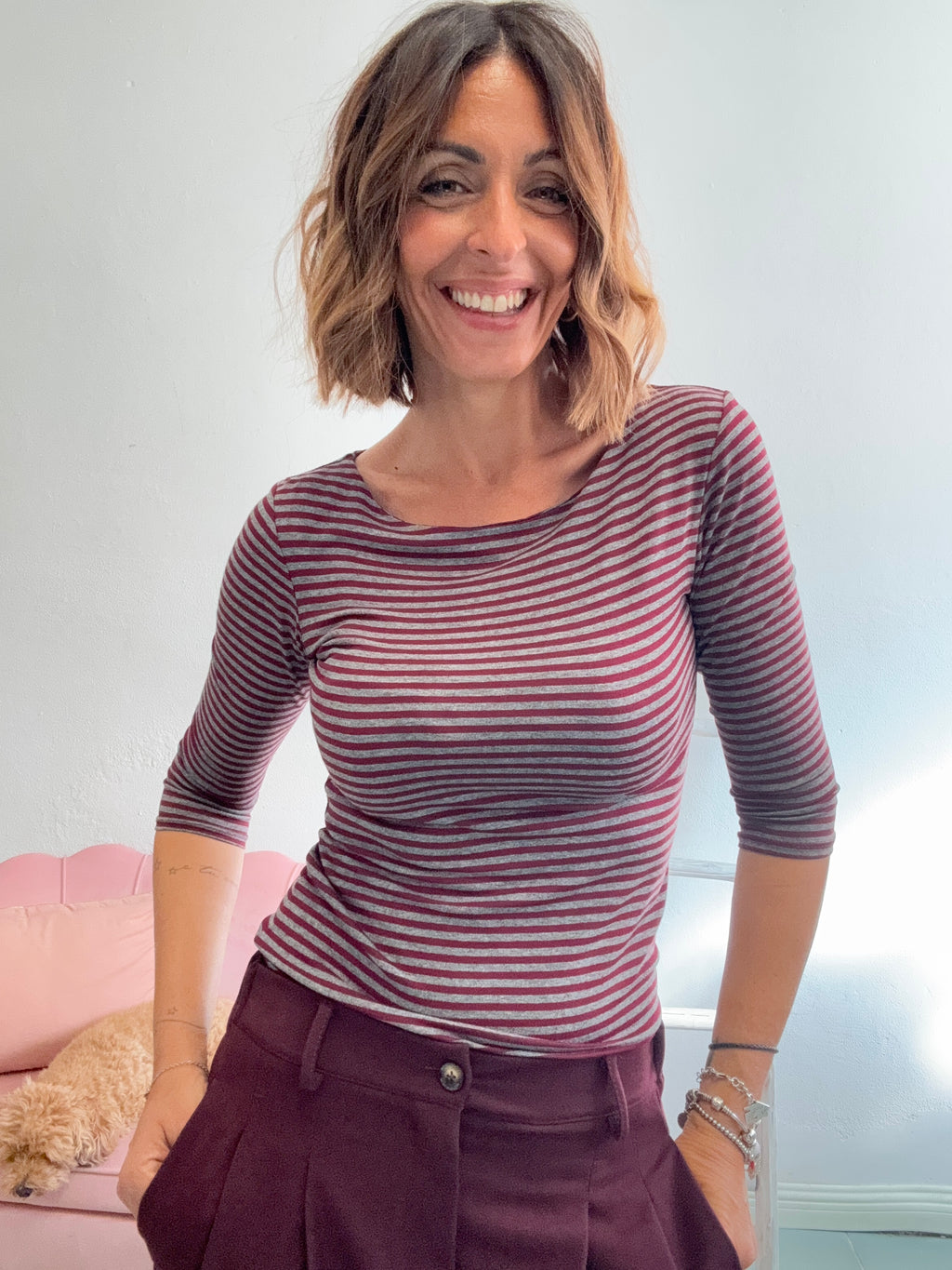 La t-shirt 3/4 a righe