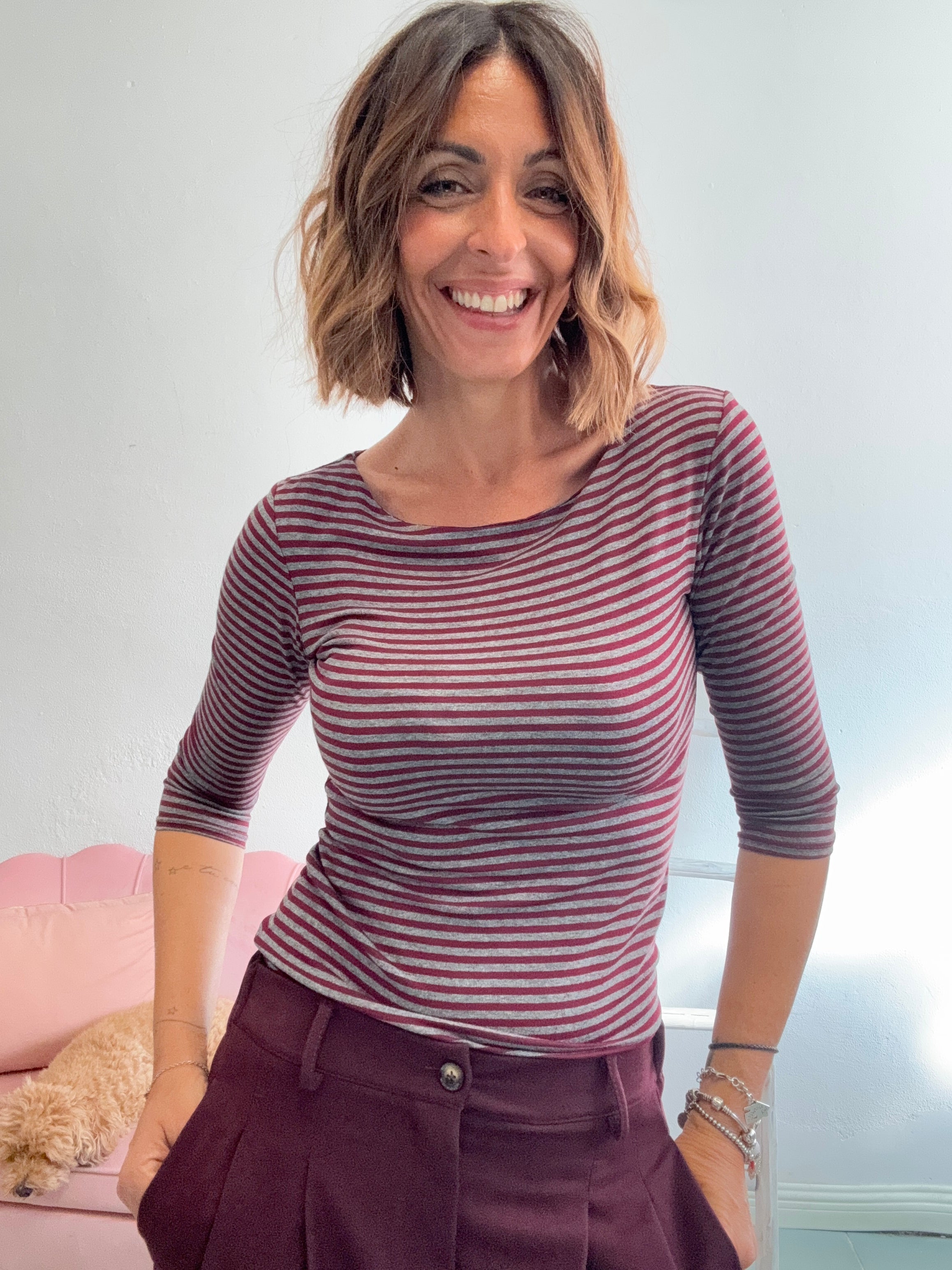 La t-shirt 3/4 a righe