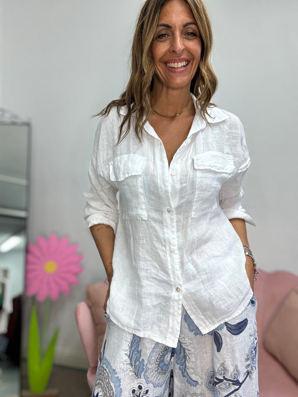 La camicia in lino coi taschini