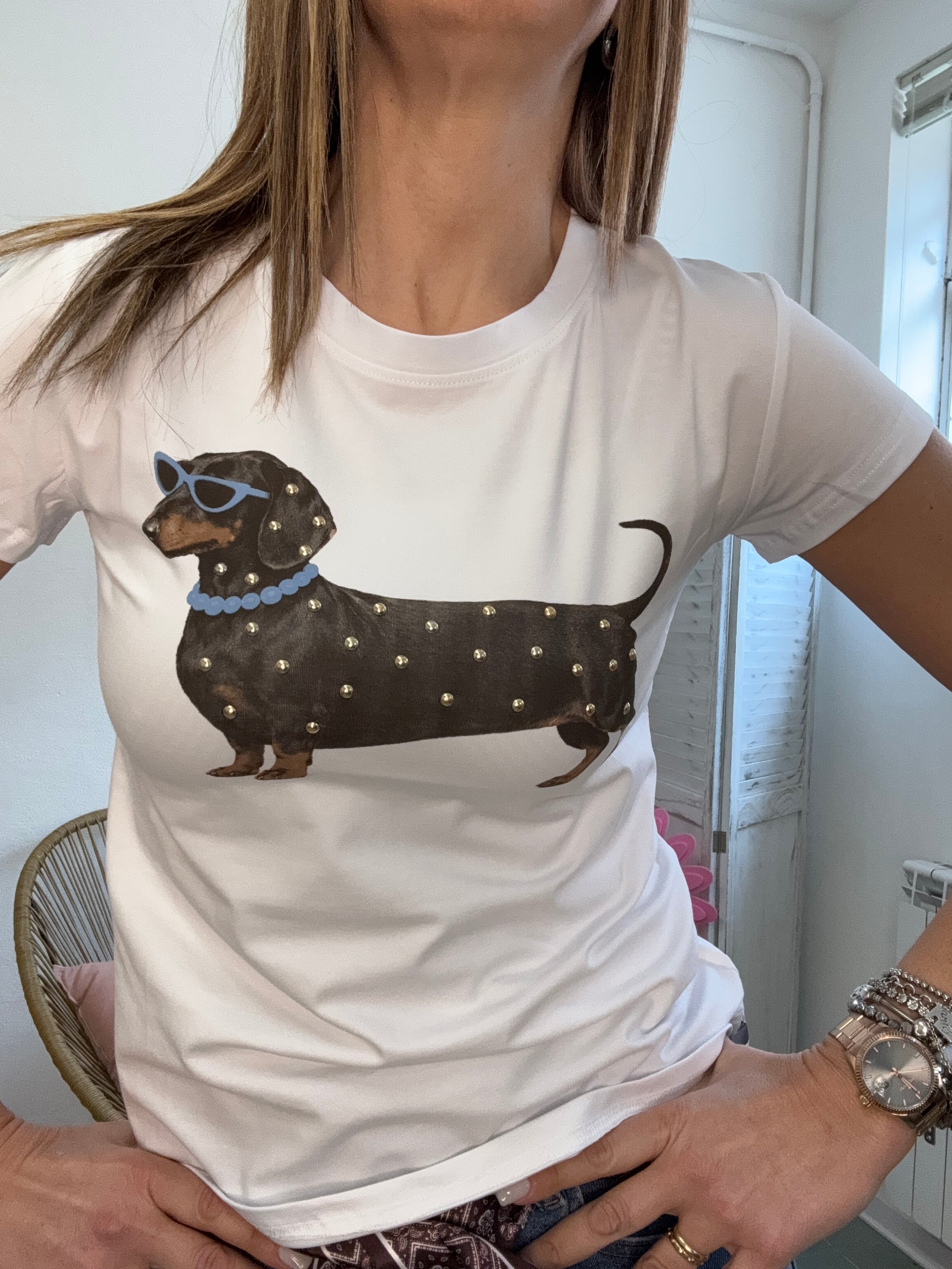 La t-shirt del collare colorato