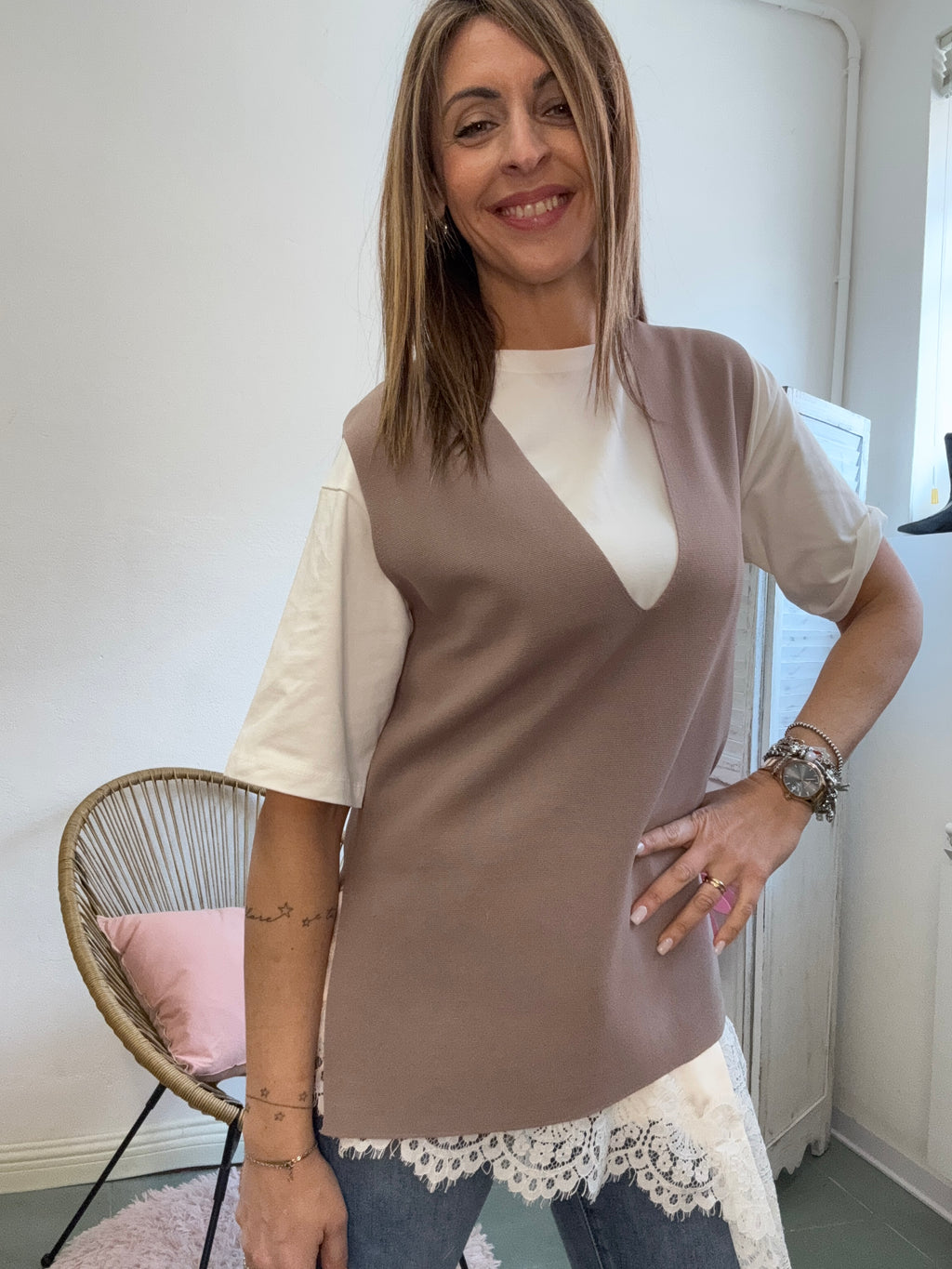 La maglia gilet a costine