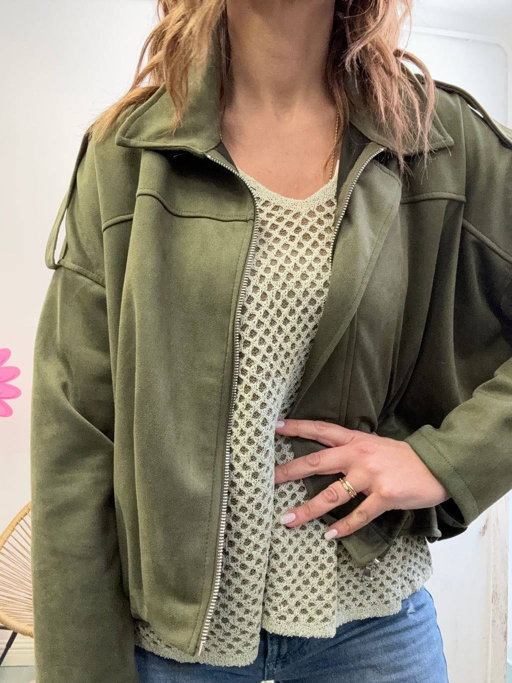 Il giubbino alcantara con la zip