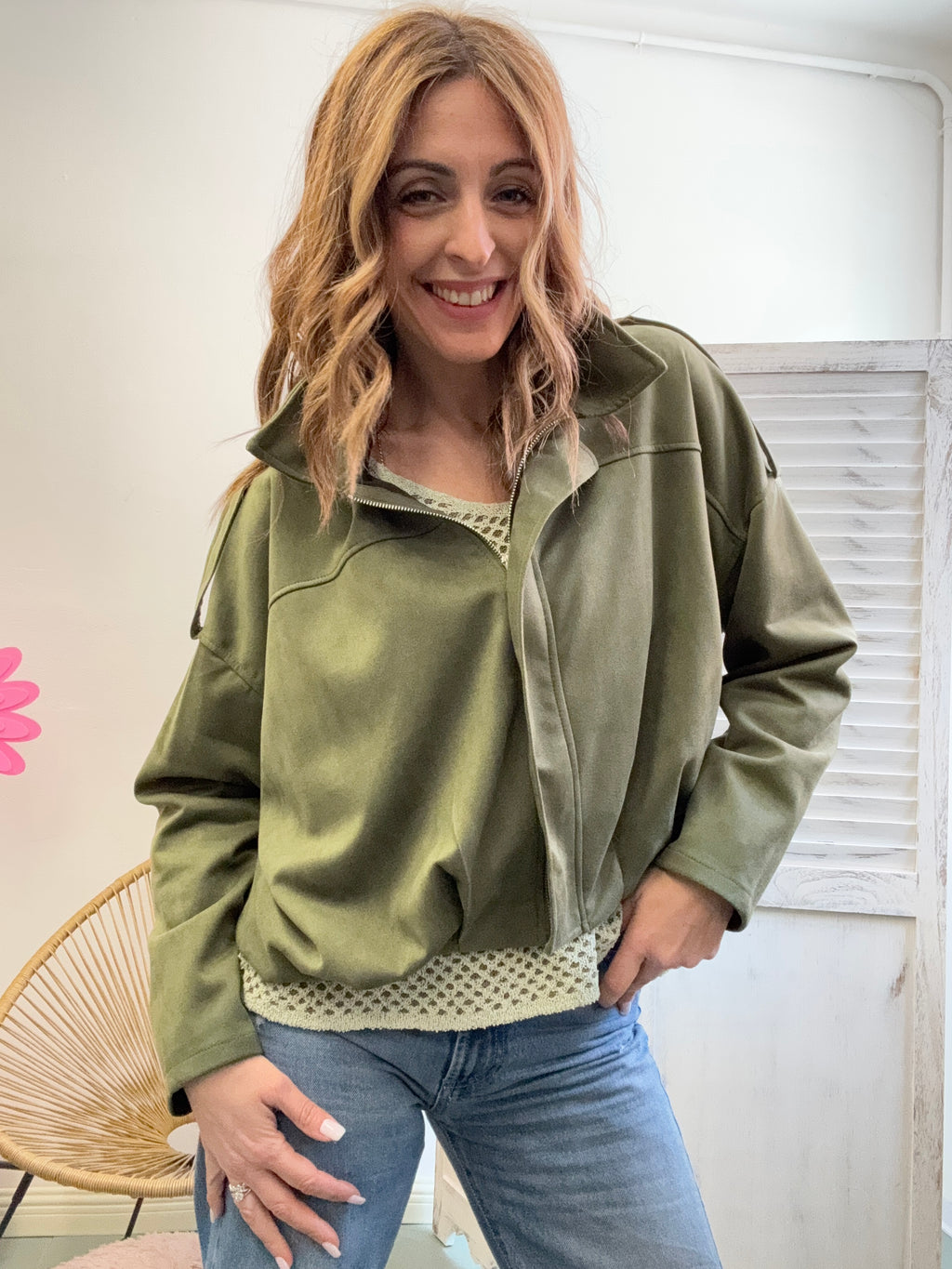 Il giubbino alcantara con la zip