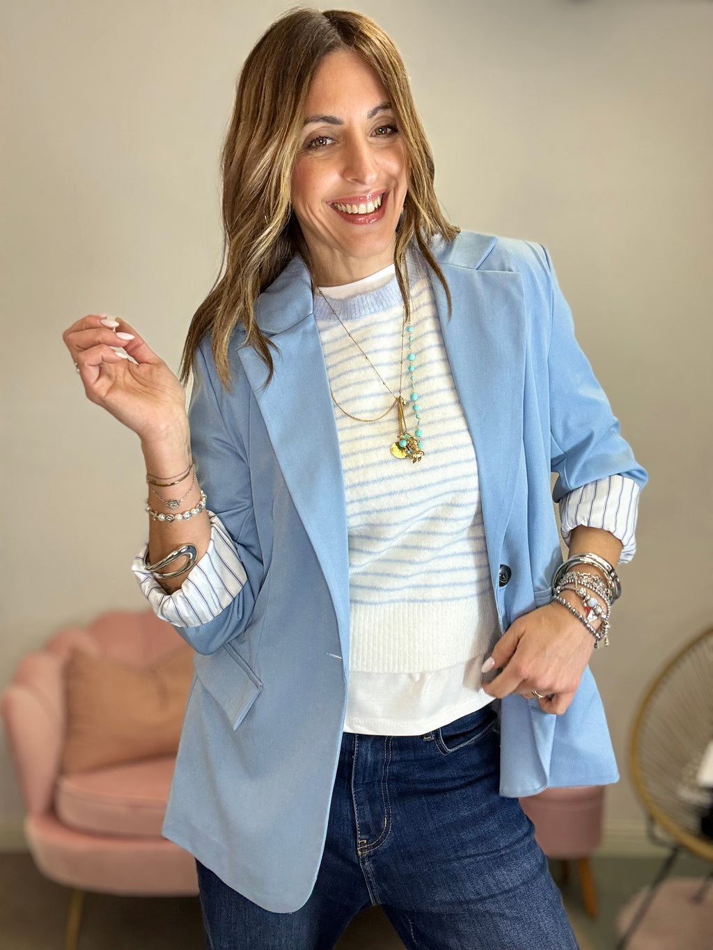 La giacca foderata a righe