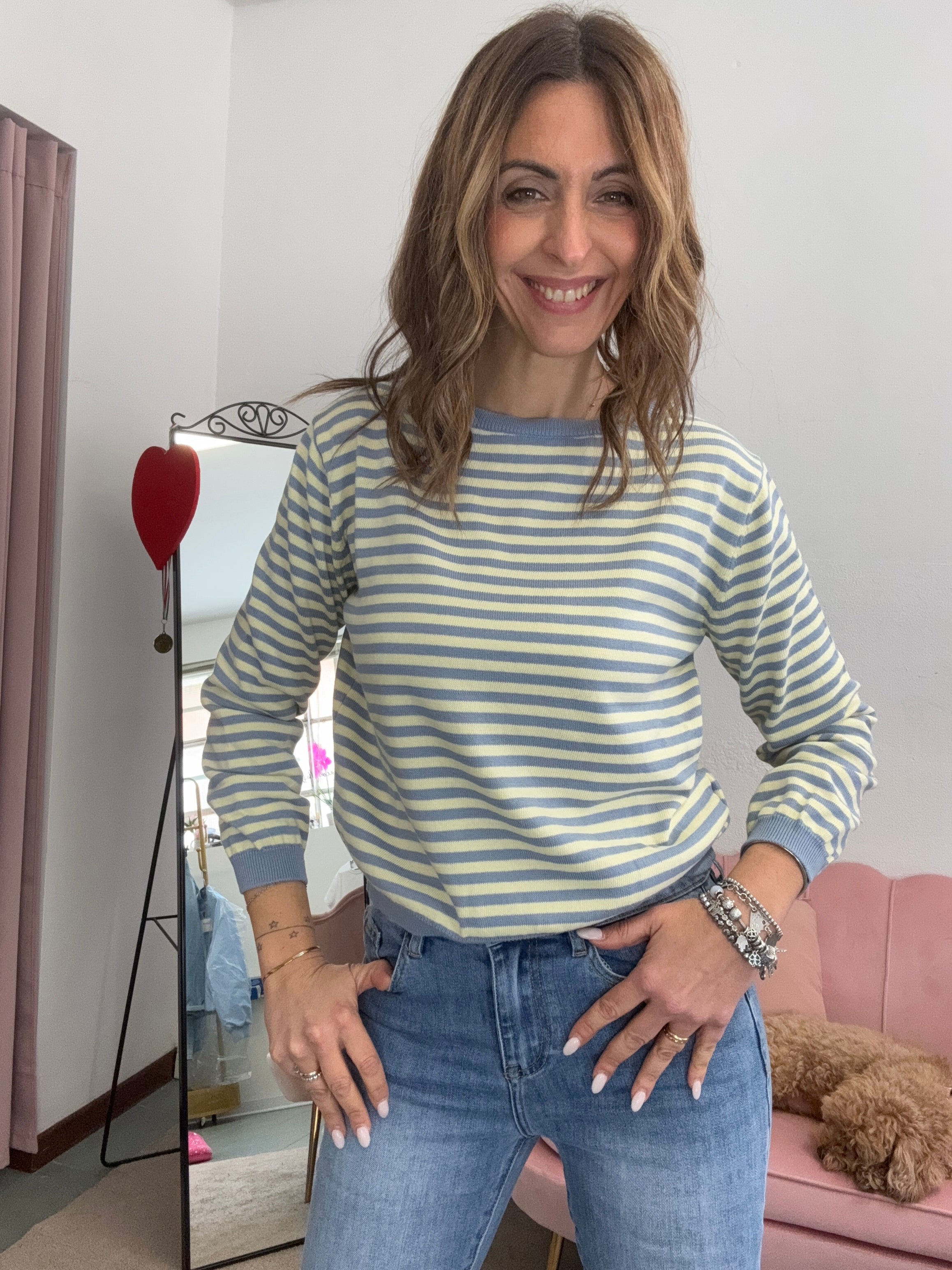 Il pull rigato cotonato