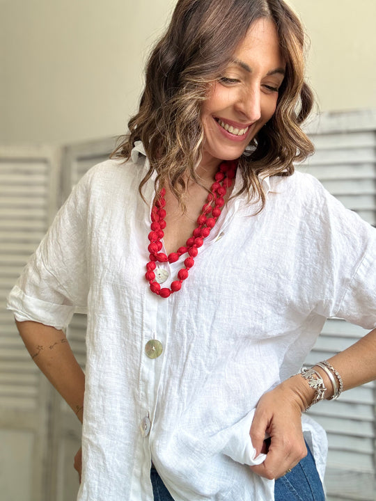La camicia Lino coi bottoni madre perla ( due colori )