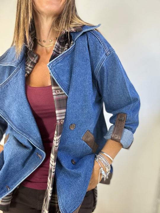 Il blazer Denim profili ecopelle
