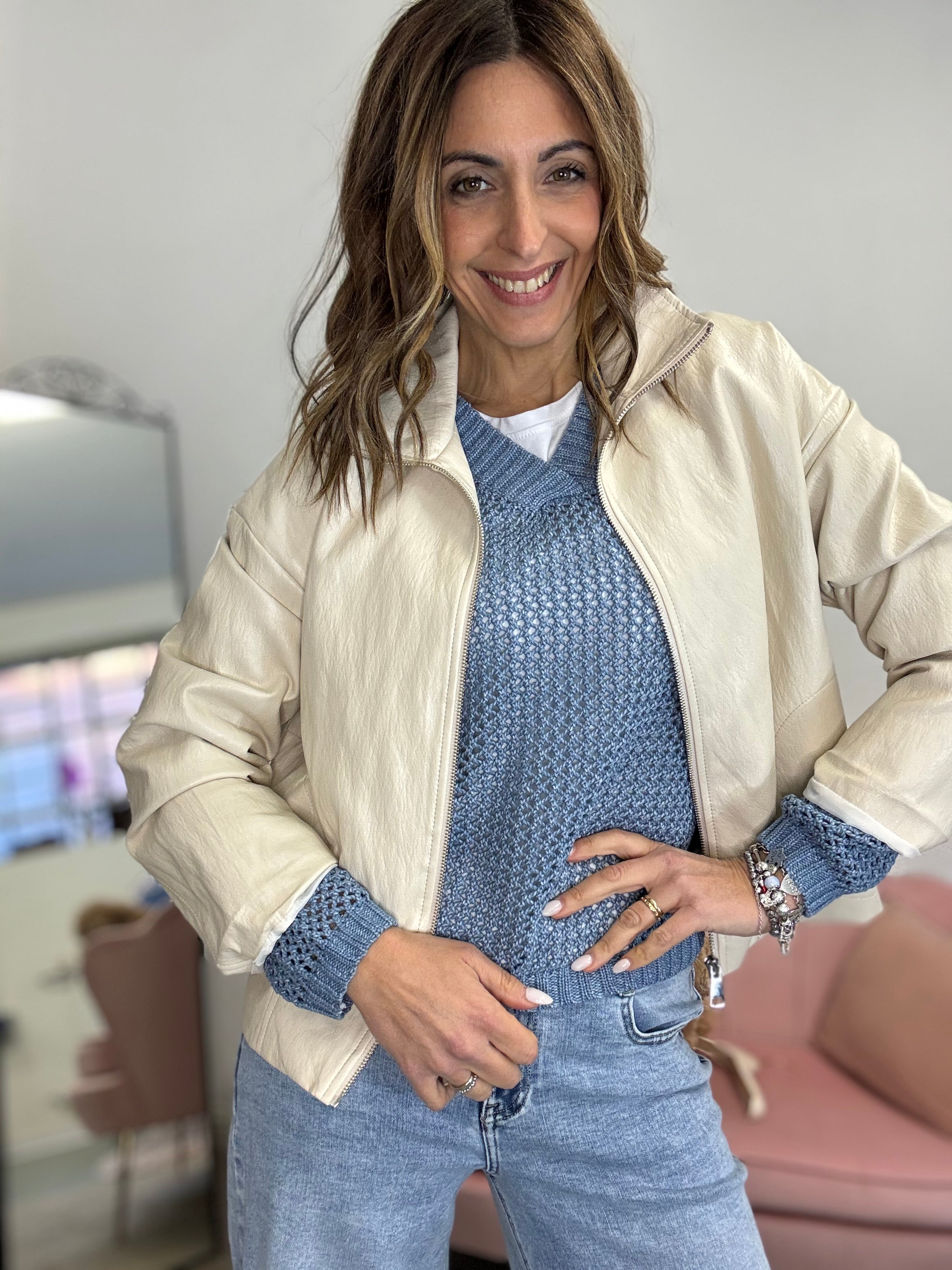 La giacca in ecopelle