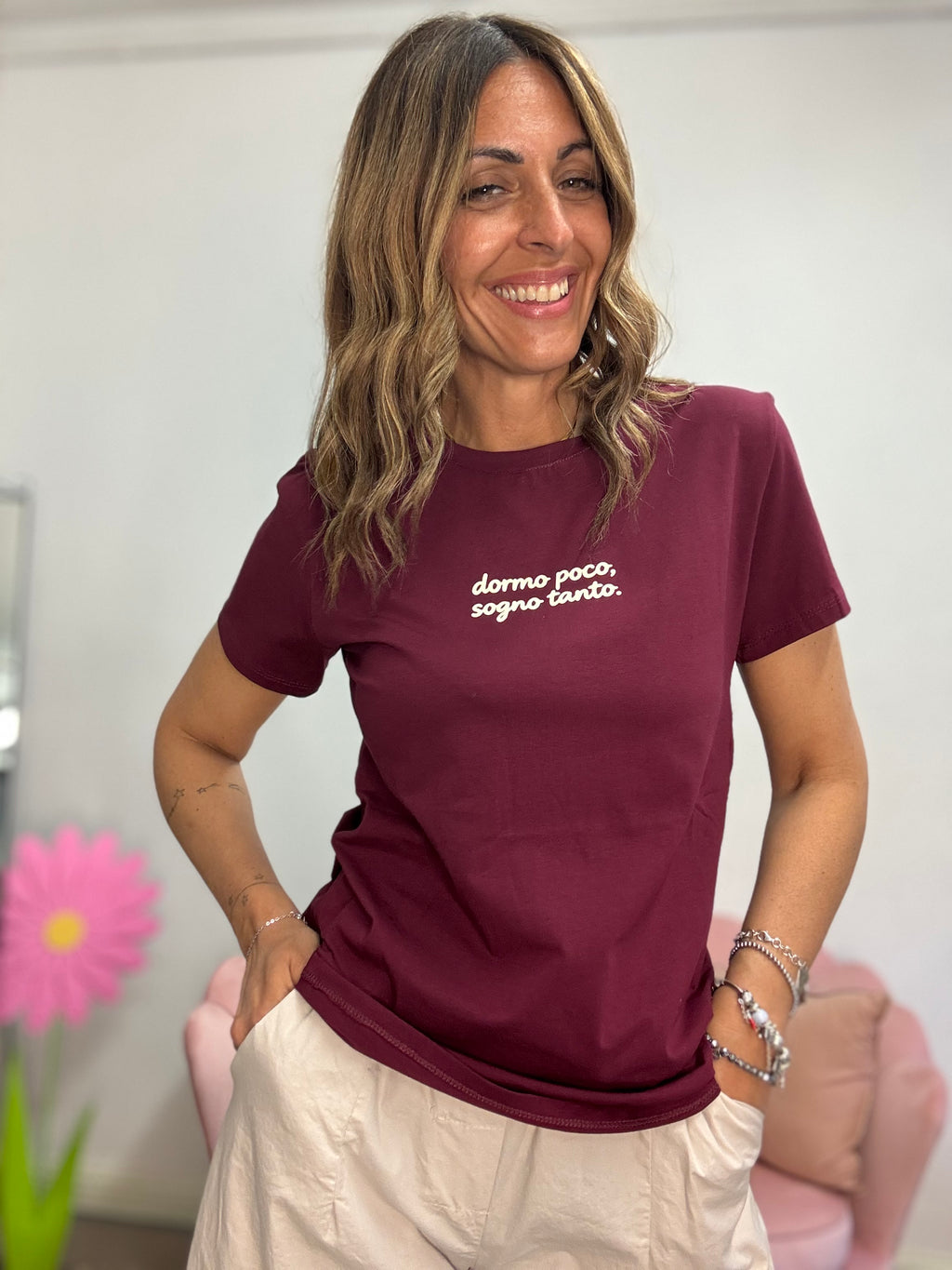T-shirt dormo poco sogno tanto vino