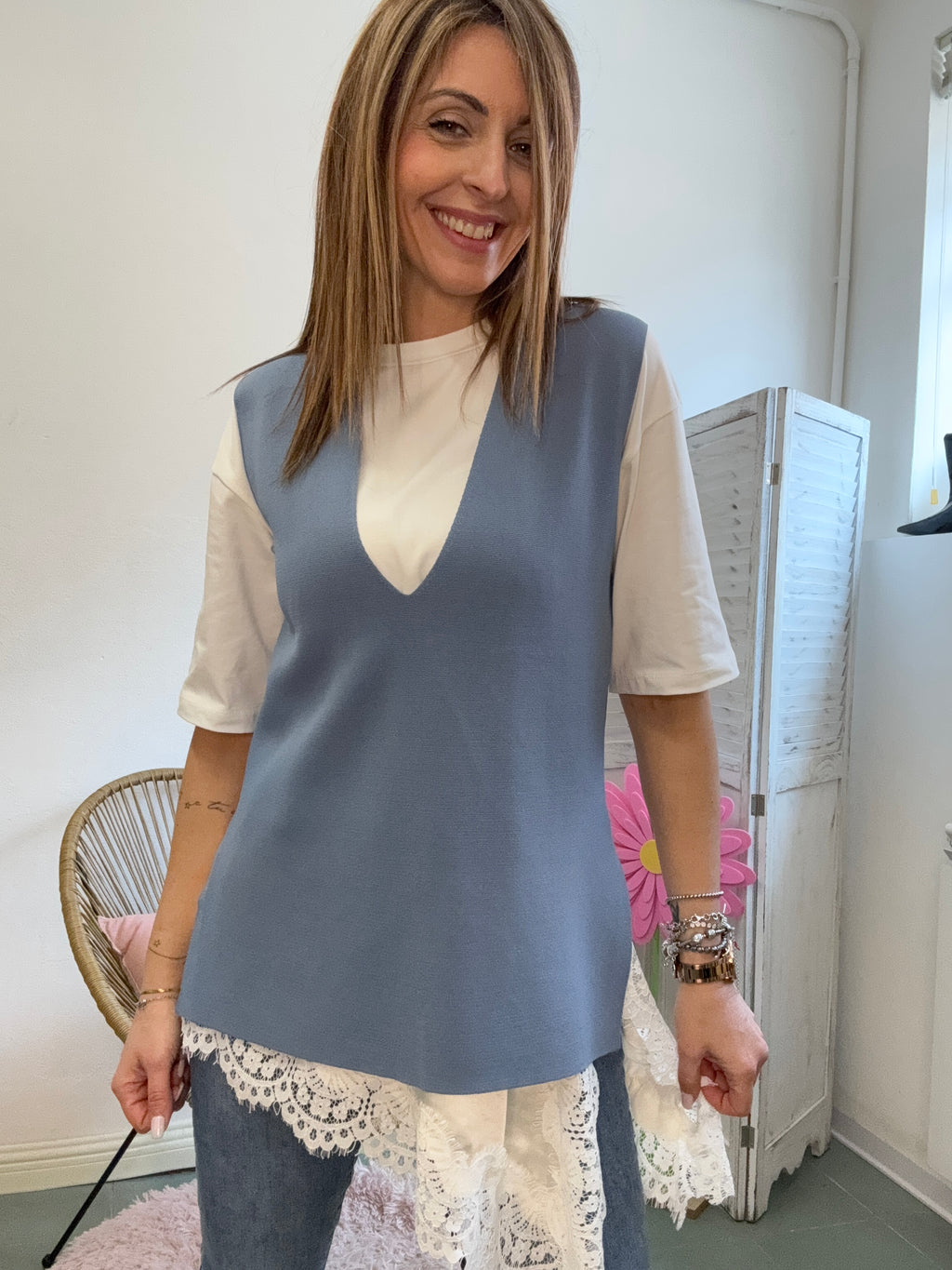 La maglia gilet a costine