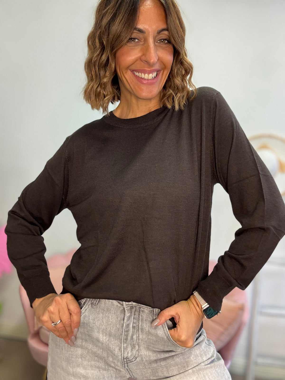 Il pull sottile in misto cachemire