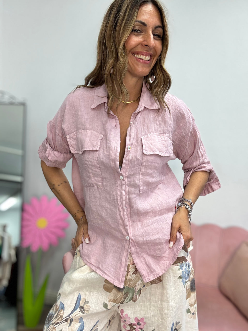 La camicia in lino coi taschini