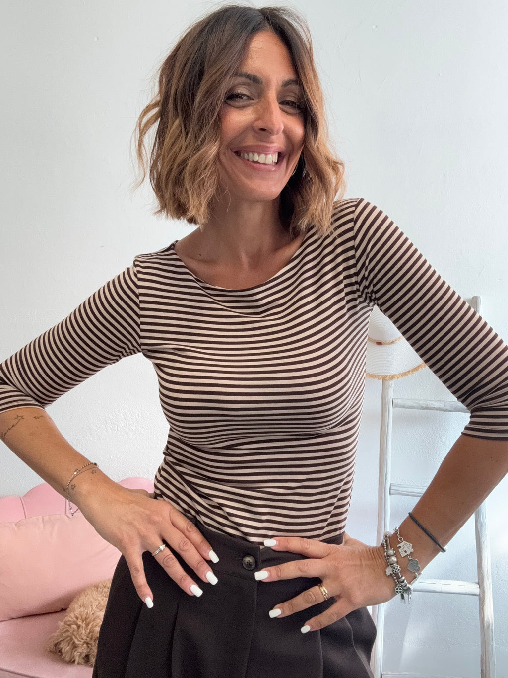 La t-shirt 3/4 a righe