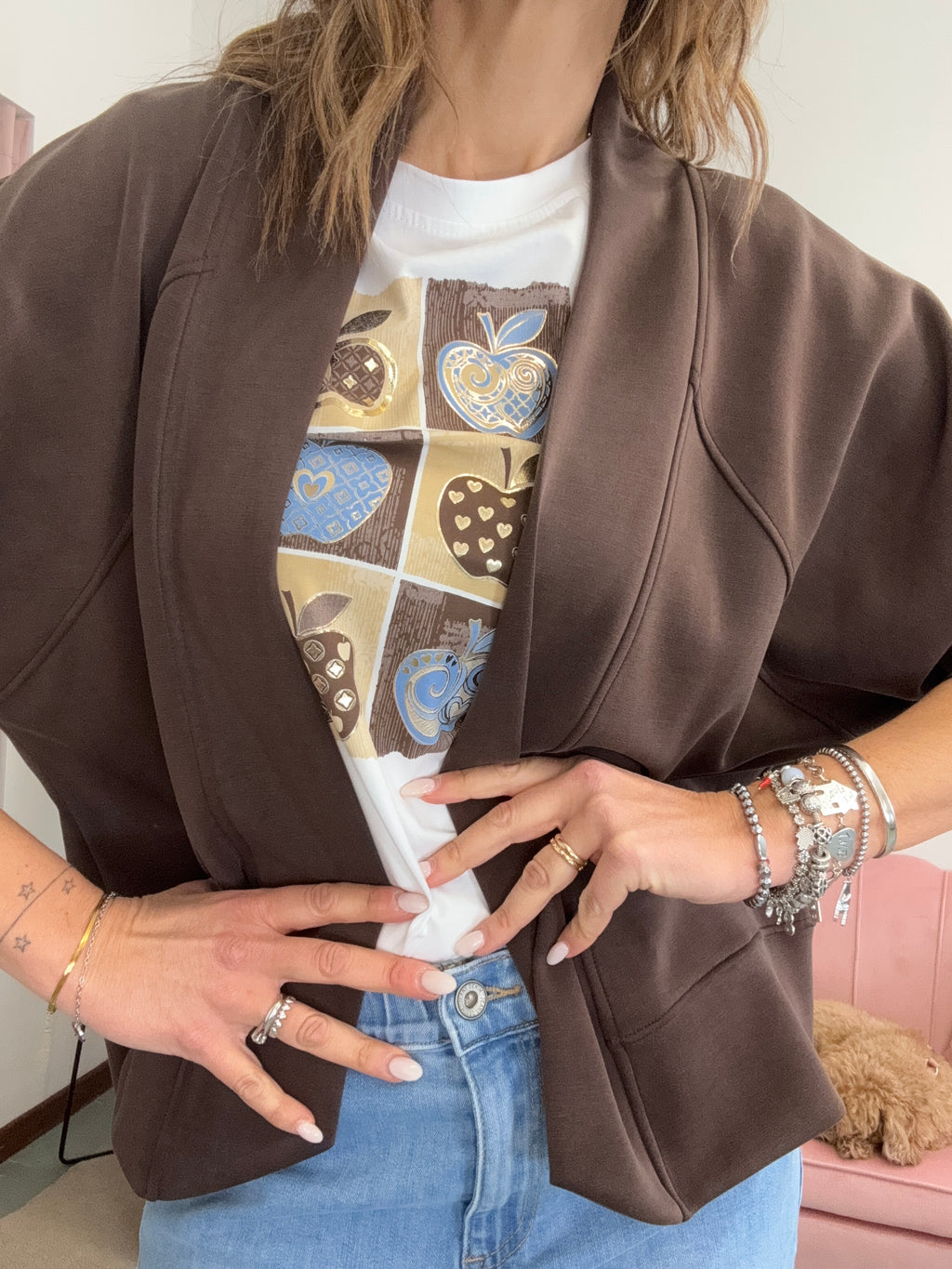 Cardigan giacca senza bottoni