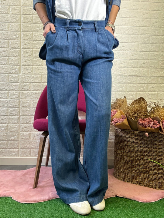 Nuovo jeans palazzo in tela denim