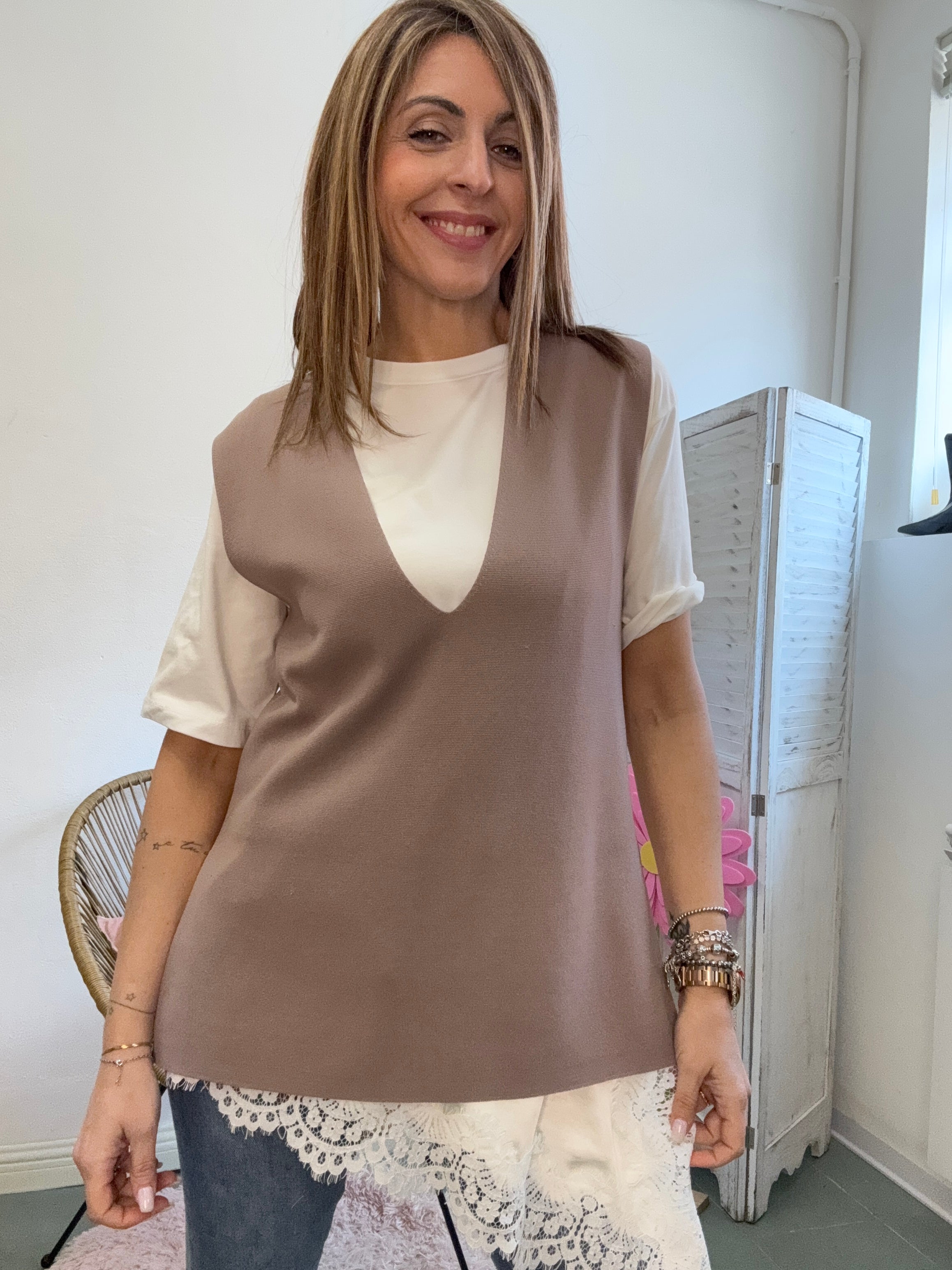 La maglia gilet a costine