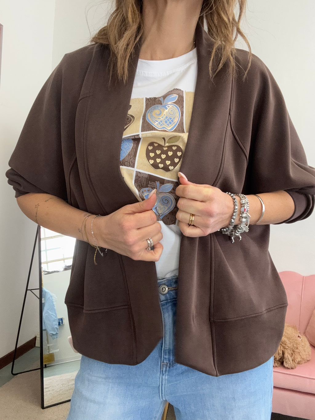 Cardigan giacca senza bottoni