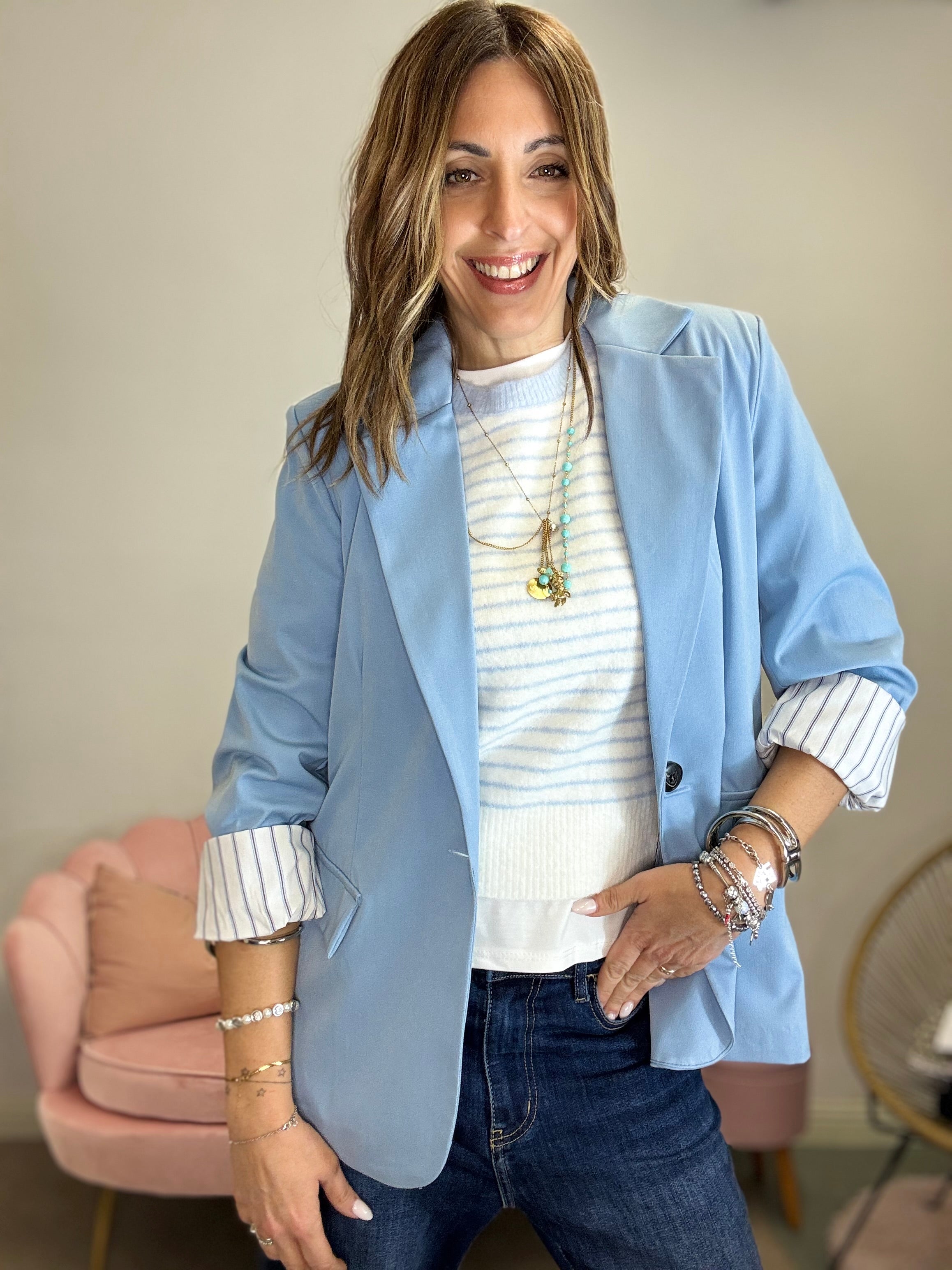 La giacca foderata a righe