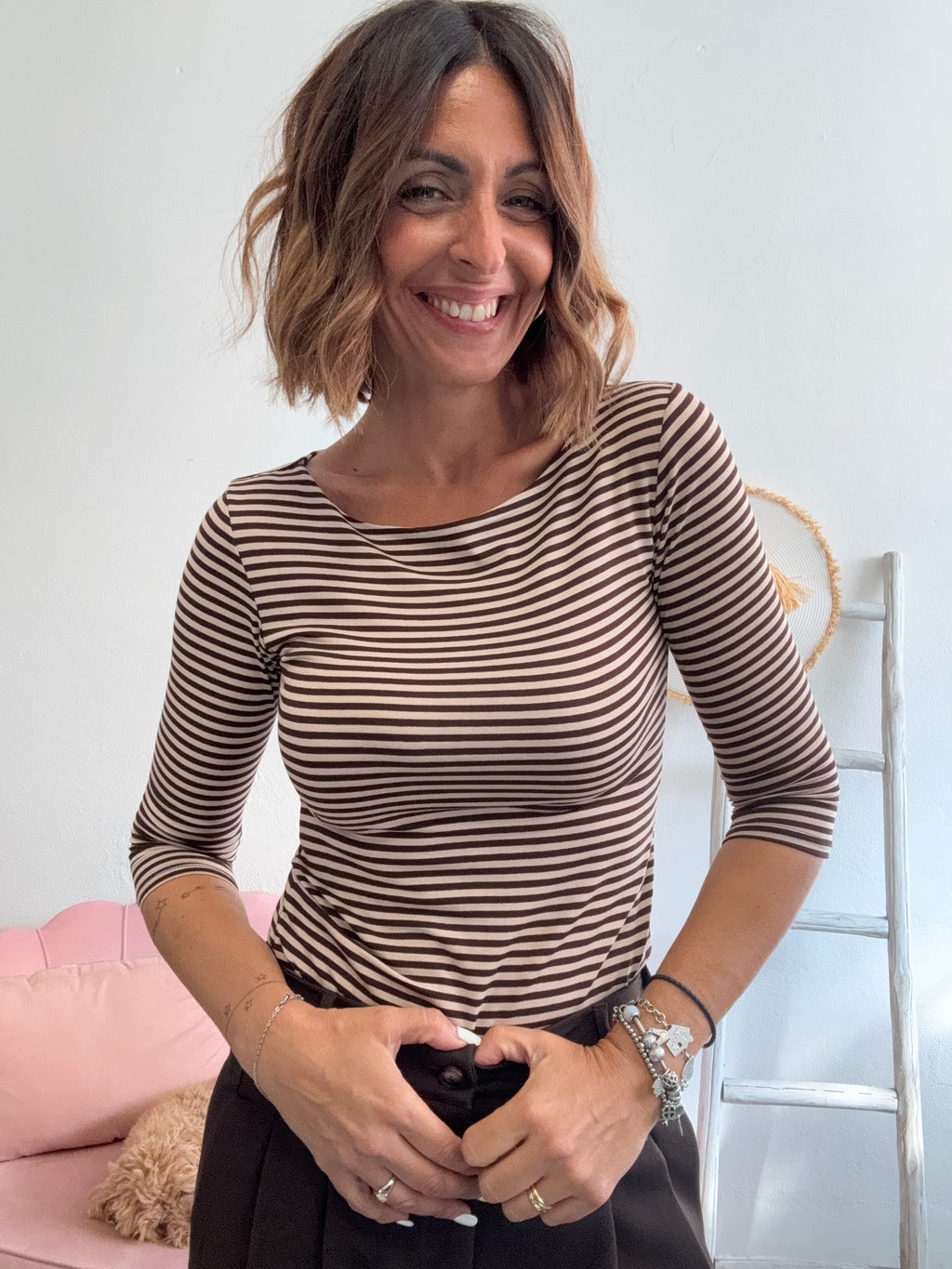 La t-shirt 3/4 a righe