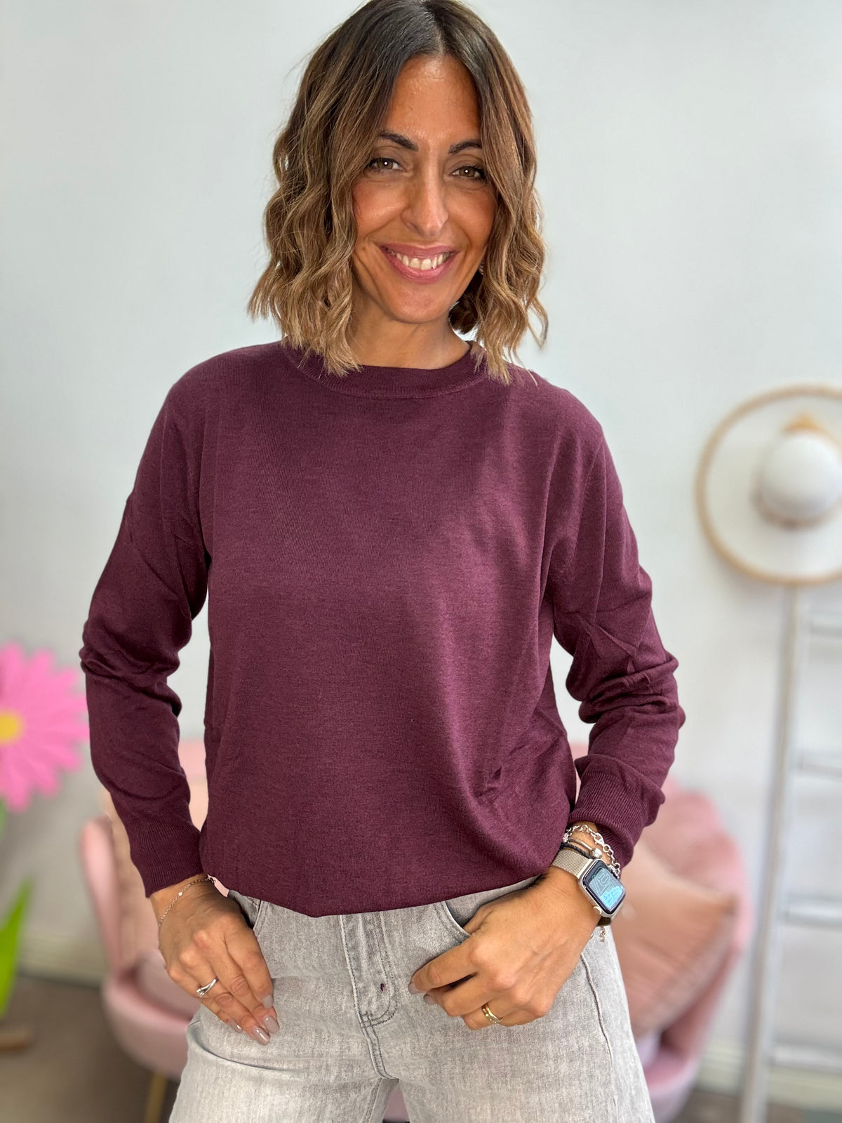 Il pull sottile in misto cachemire