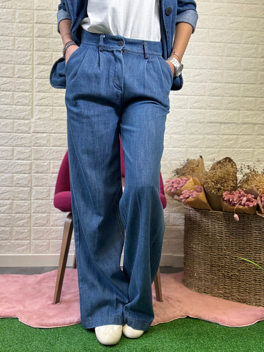 Nuovo jeans palazzo in tela denim