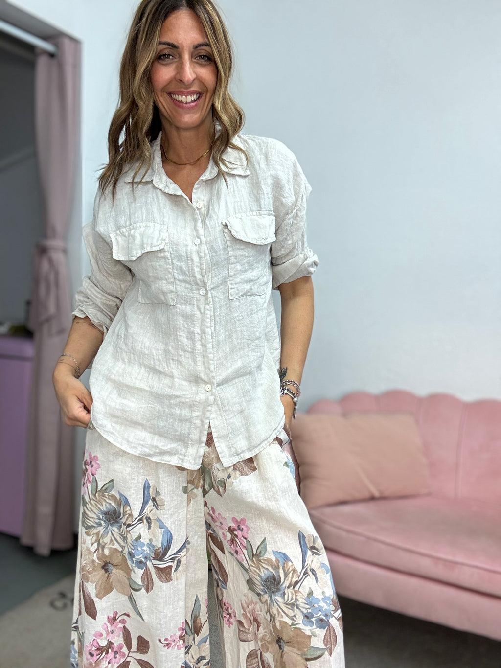 La camicia in lino coi taschini