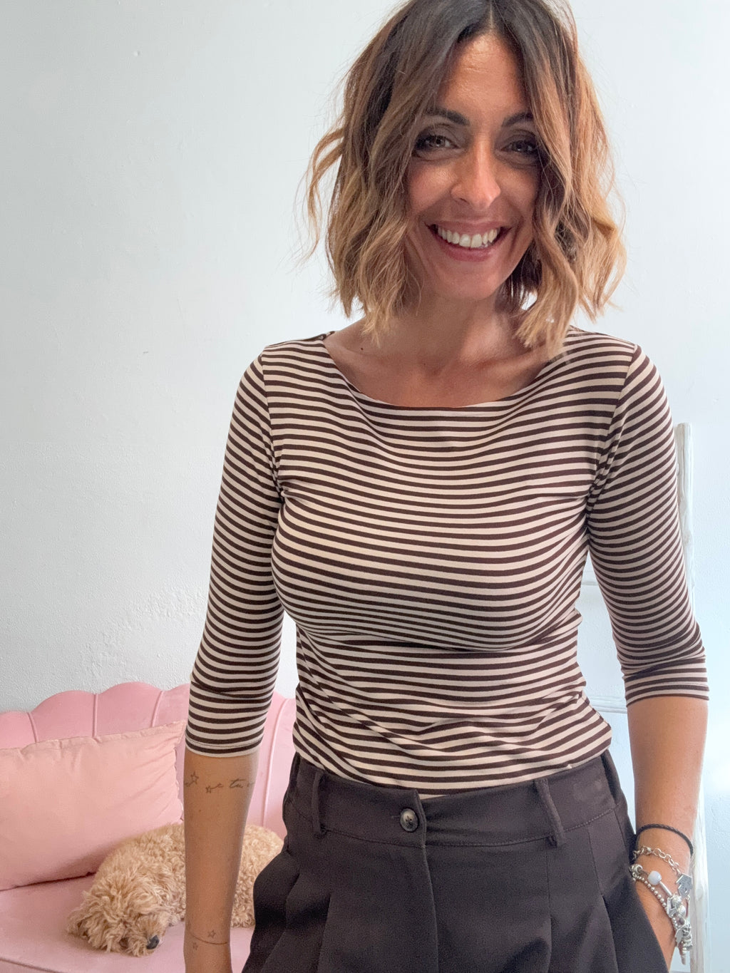 La t-shirt 3/4 a righe