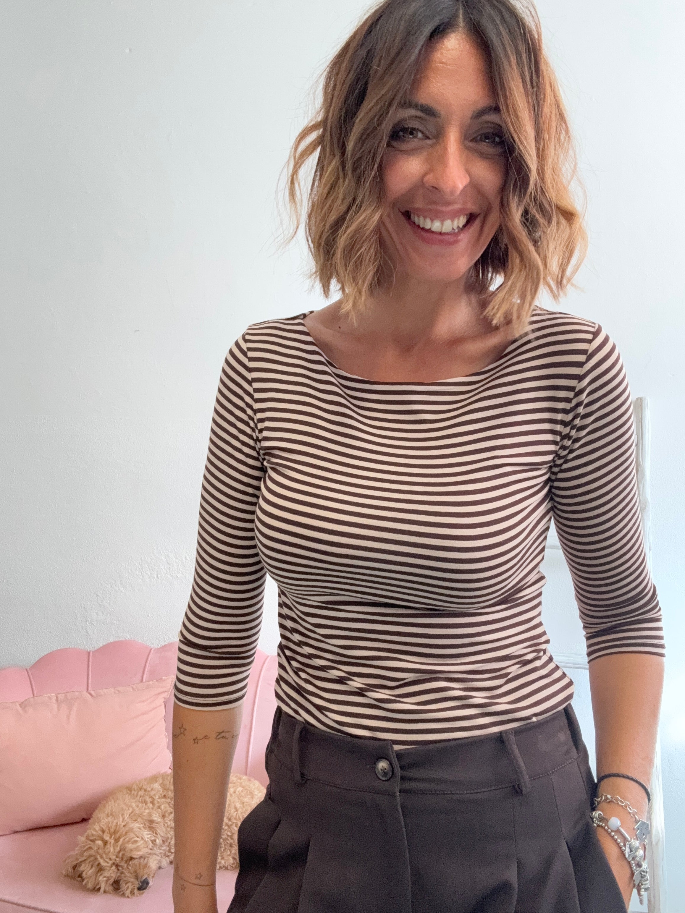 La t-shirt 3/4 a righe