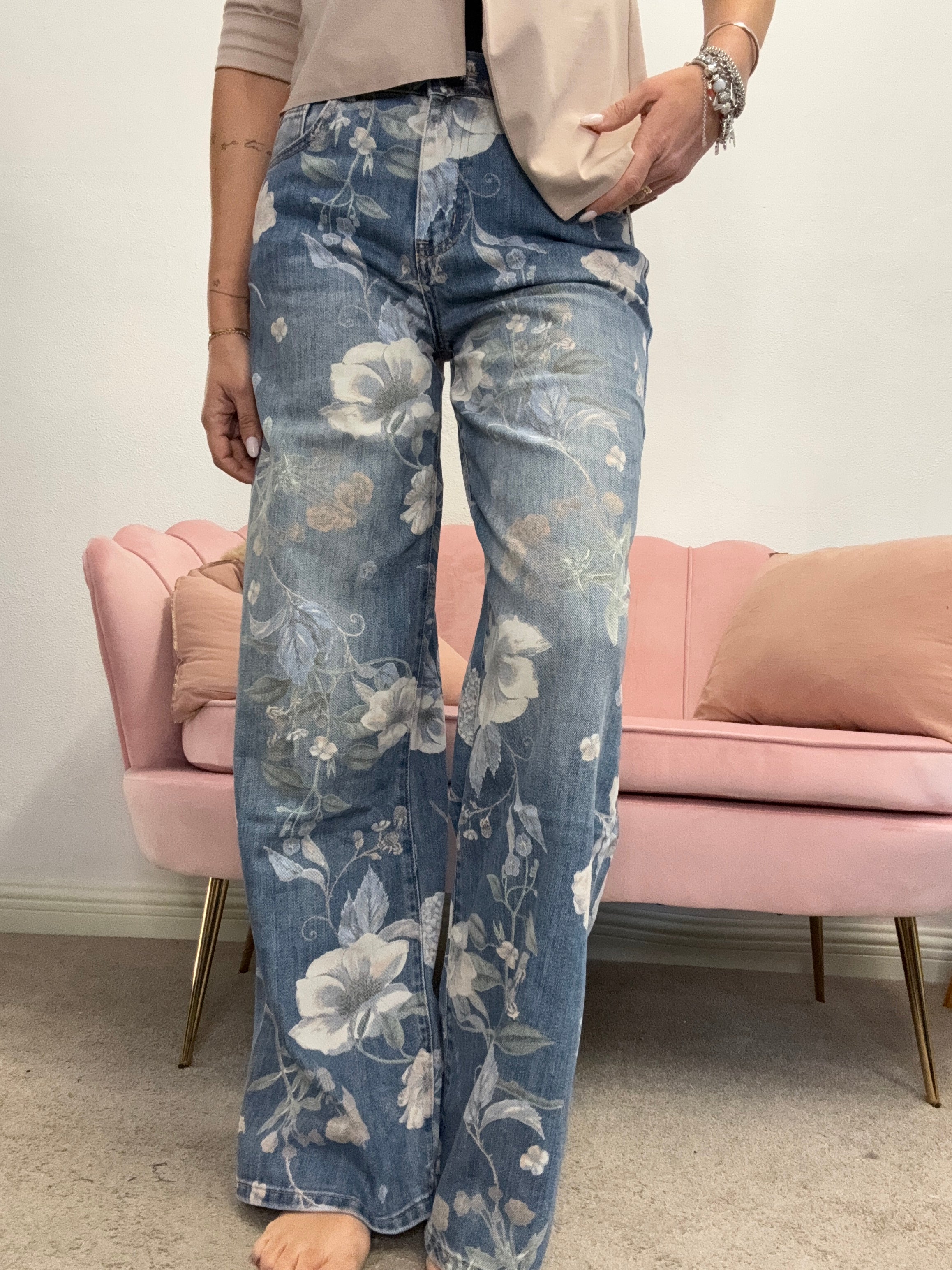 Il jeans Flower pastello
